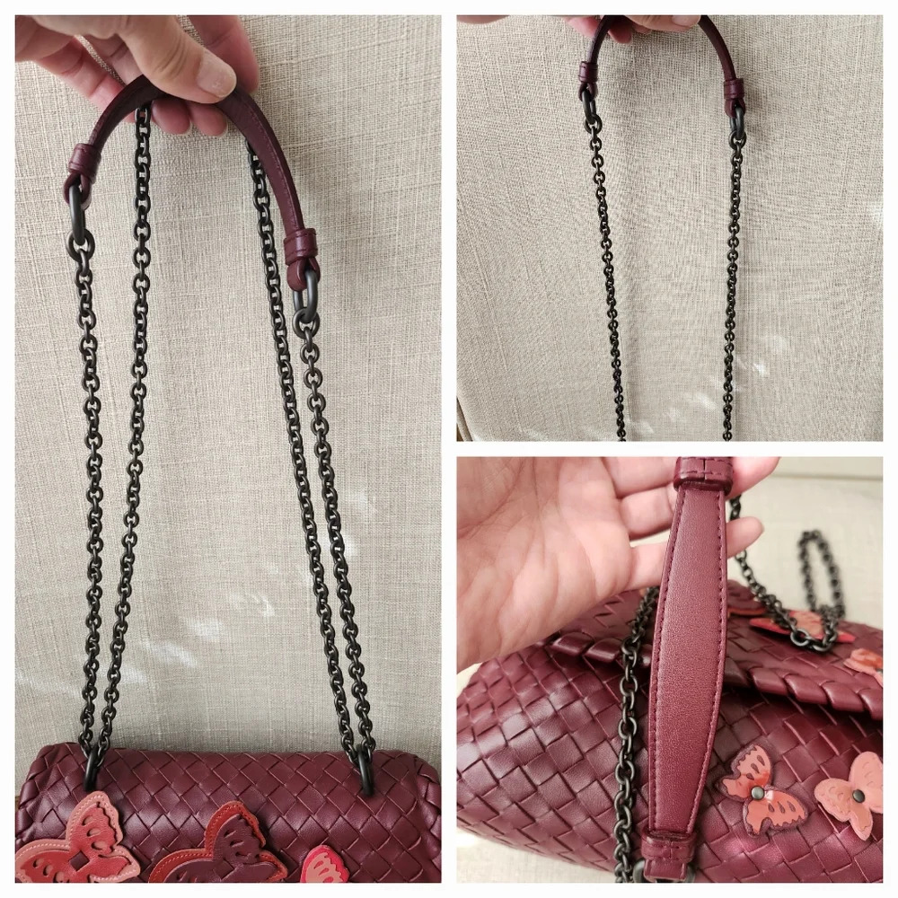 Bottega Veneta Limited Edition Butterfly Olimpia Crossbody Intrecciato Burgundy - Picture 13 of 15